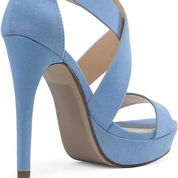 DREAM PAIRS Charlotte Baby Blue Suede Platform Heels Sandals NWT 7.5 - Picture 3 of 13